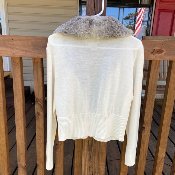 VINTAGE ADRIANNA PAPELL Fur Collar Cardigan - Picture 3 of 6